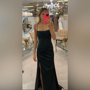 Faviana Black Prom Dress with Slit
